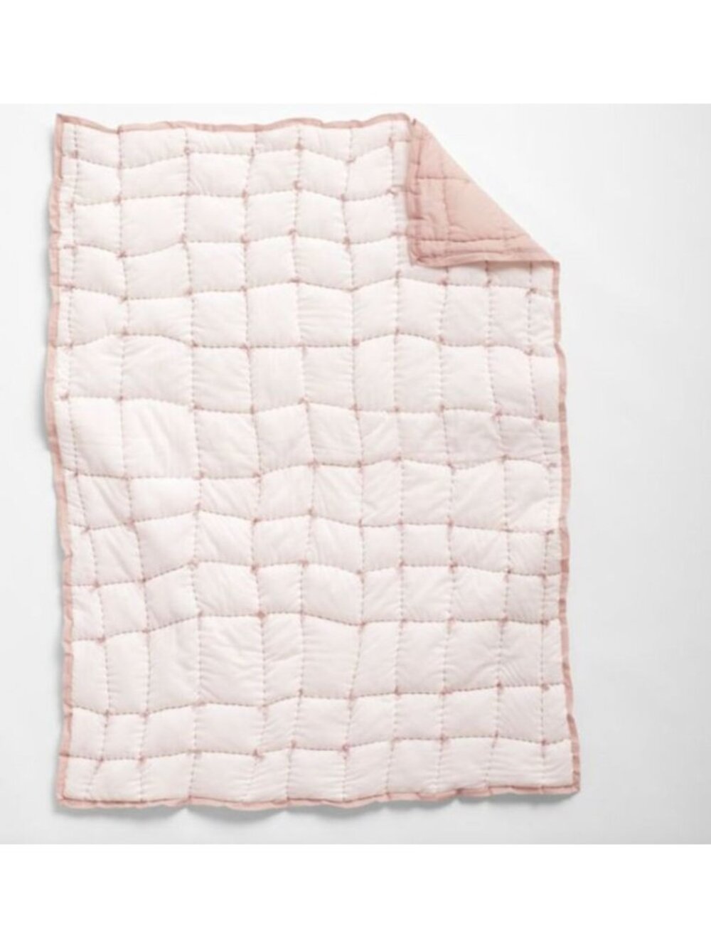 Crate & Kids Crate & Barrel Wonky Grid Baby Crib Quilt Light Pink 40x50in Cotton